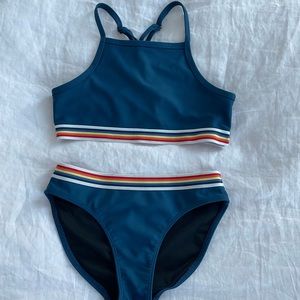 Zella Girls Blue with Rainbow Stripes Bikini